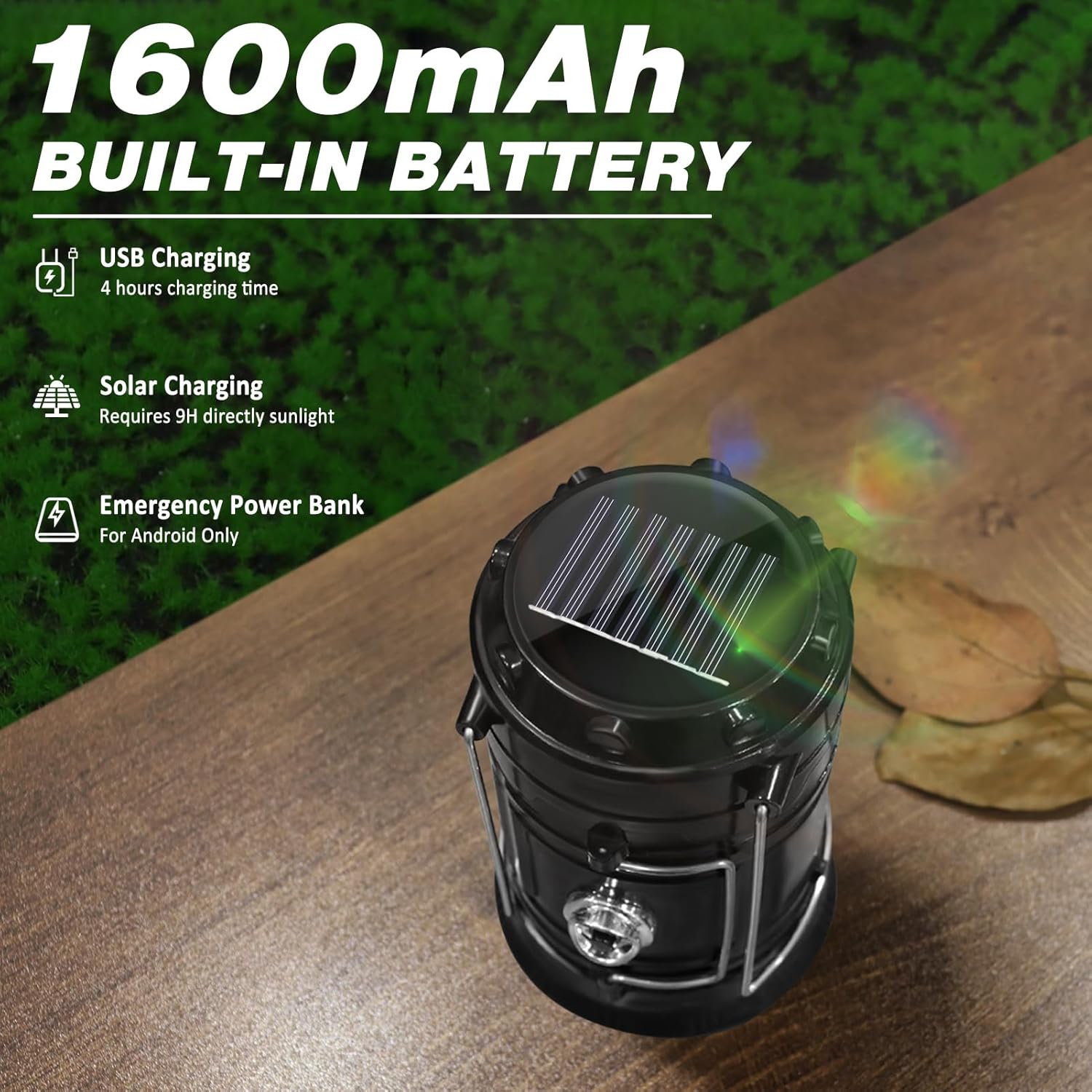 DIBMS 4-Pack Solar Camping Lantern, Collapsible LED Solar USB Rechargeable Lantern Flashlight Emergency Hanging Lights for Camping Hurricanes Power Outages Indoor Outdoor - Image 4