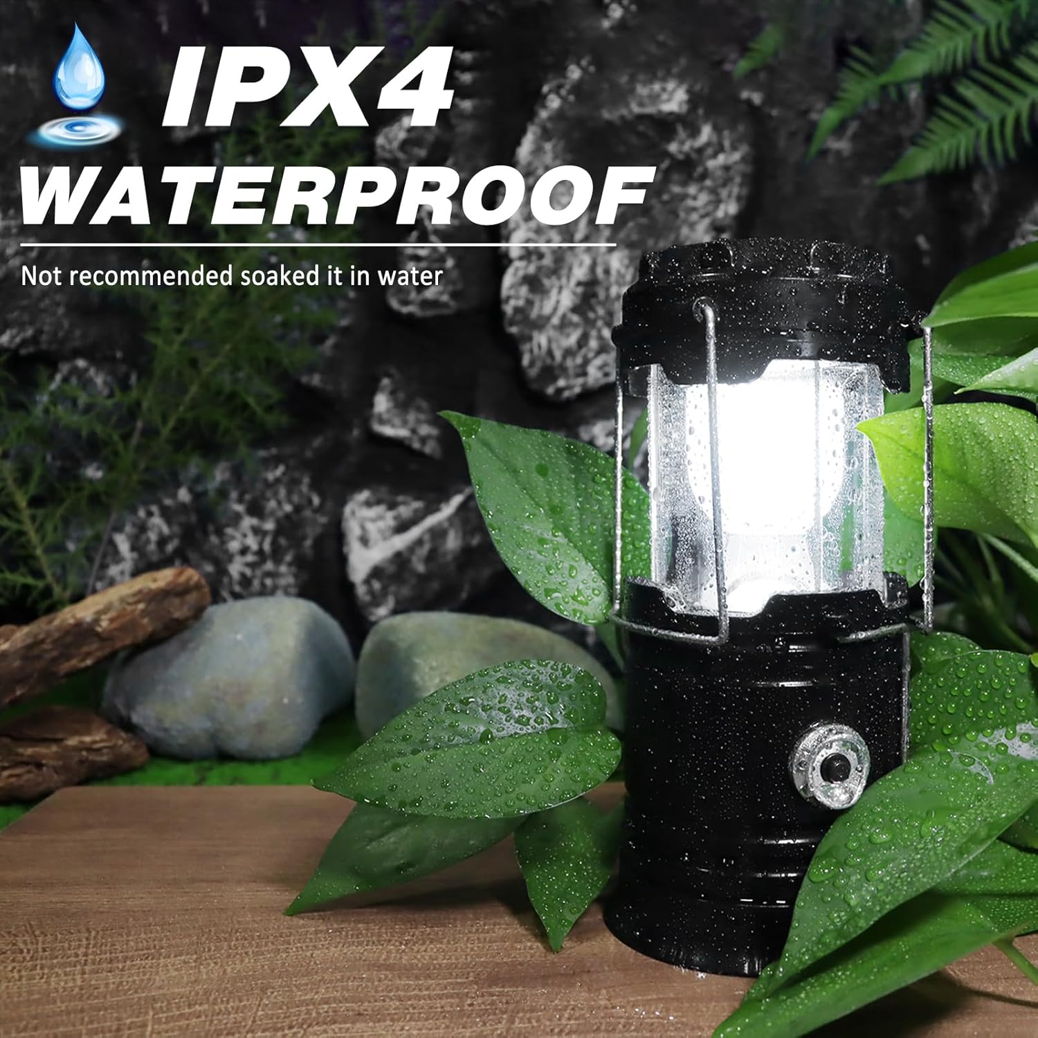 DIBMS 4-Pack Solar Camping Lantern, Collapsible LED Solar USB Rechargeable Lantern Flashlight Emergency Hanging Lights for Camping Hurricanes Power Outages Indoor Outdoor - Image 5